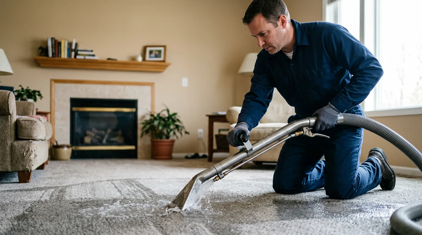 Water damage restoration technician working near Pittsfield, VT